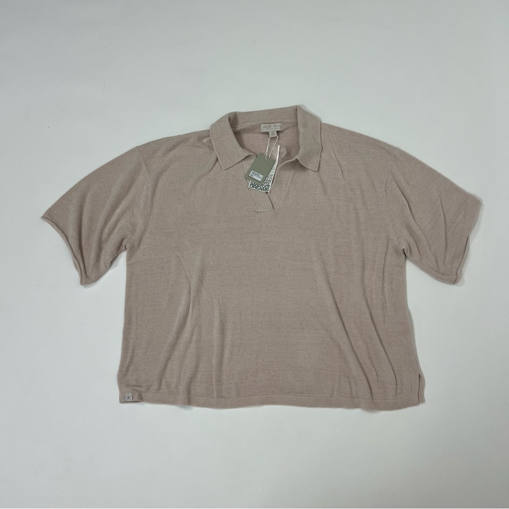 Barefoot dreams cozy chic ultra lite collared short sleeve in the color shell
